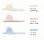 Ostrich Feather Jacquard Satin Open-Toe Slides
