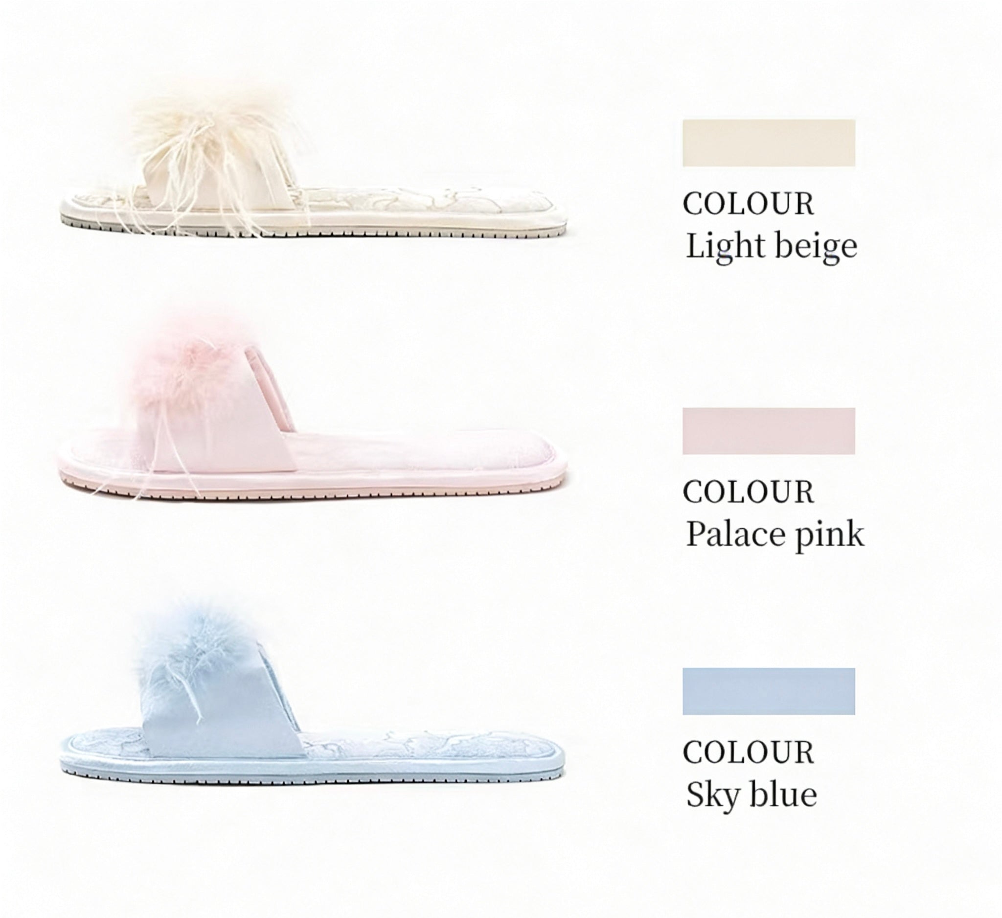 Ostrich Feather | Jacquard Satin Open-Toe Slides