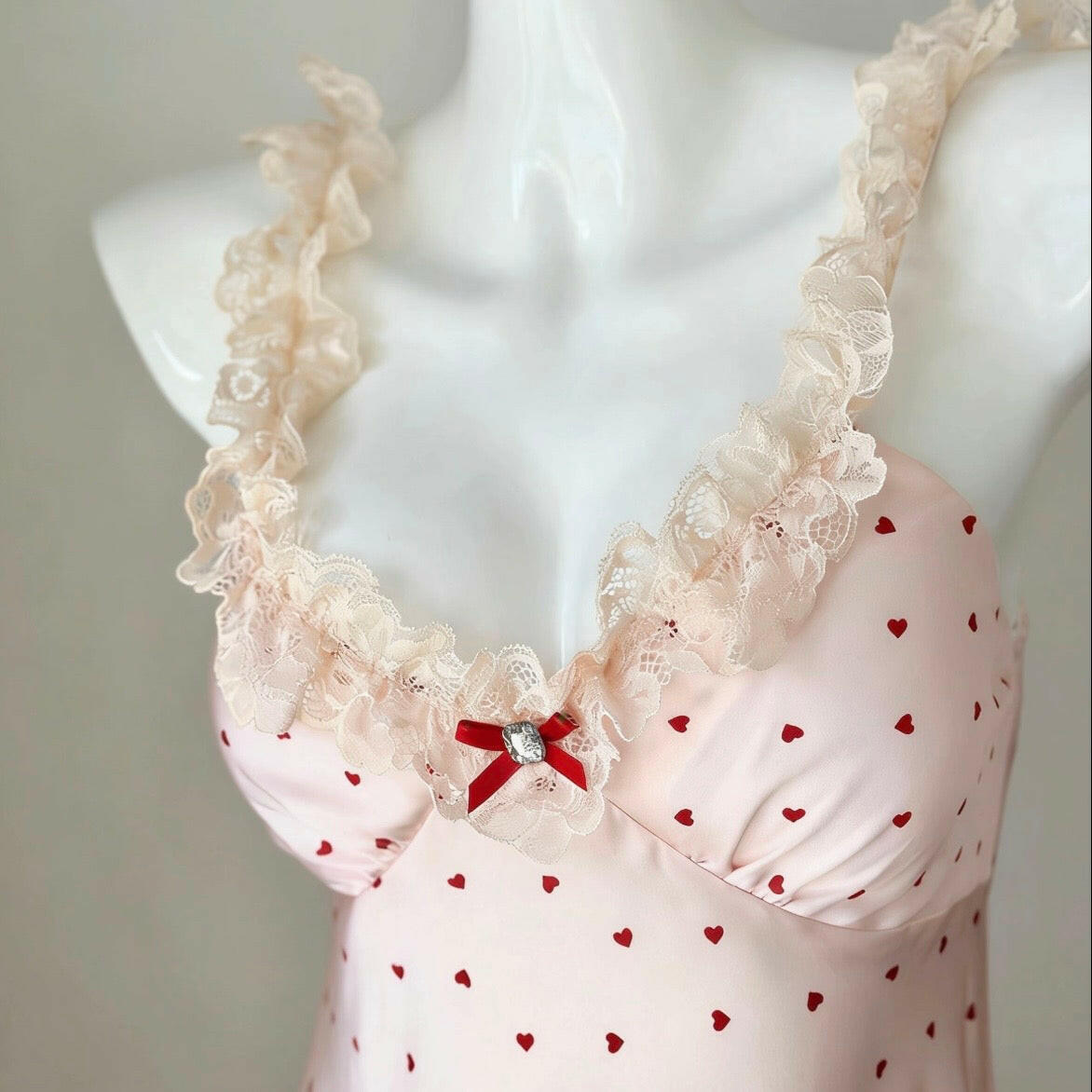 Lace & Satin Pink Pajamas Slip Dress