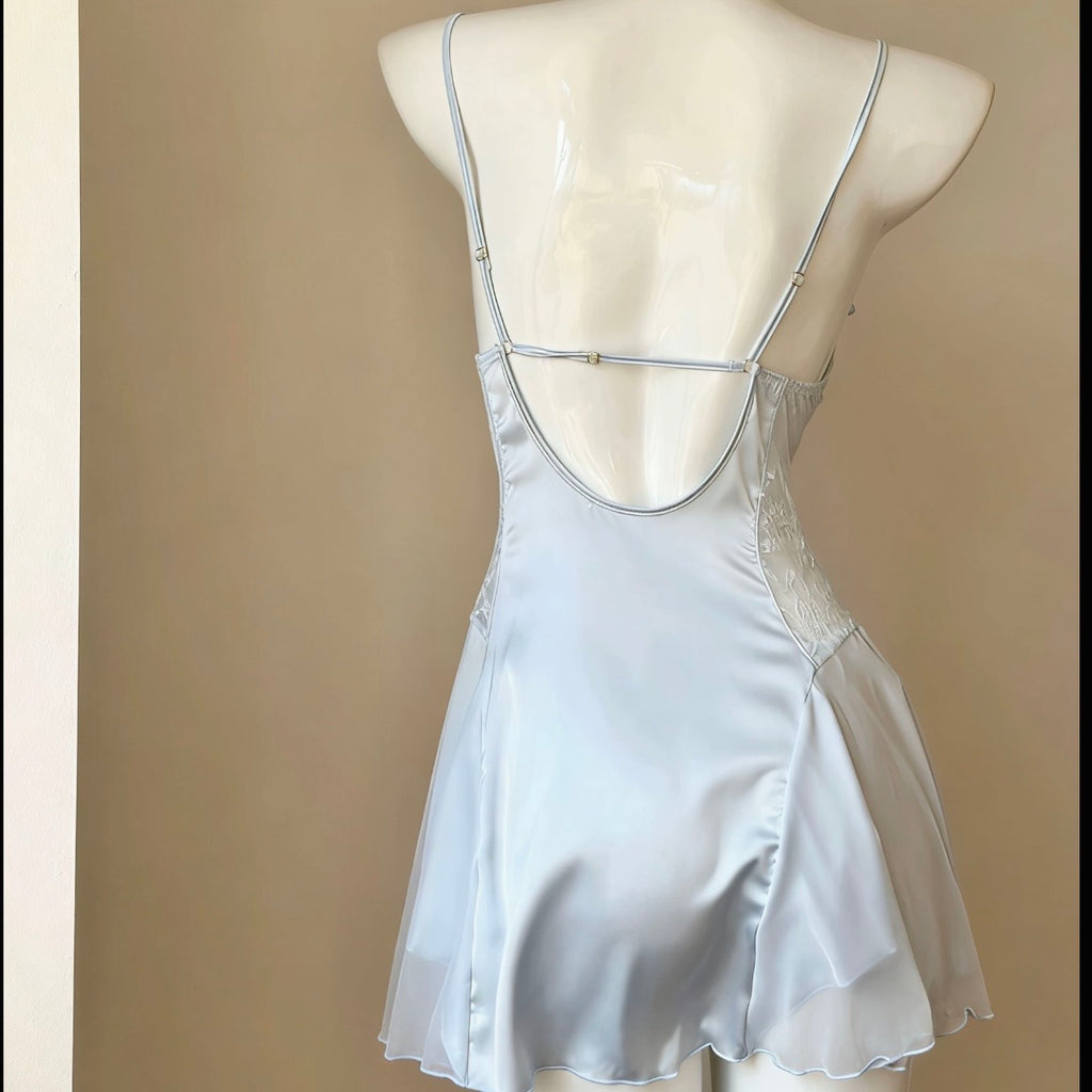 Blue Satin Slip Dress