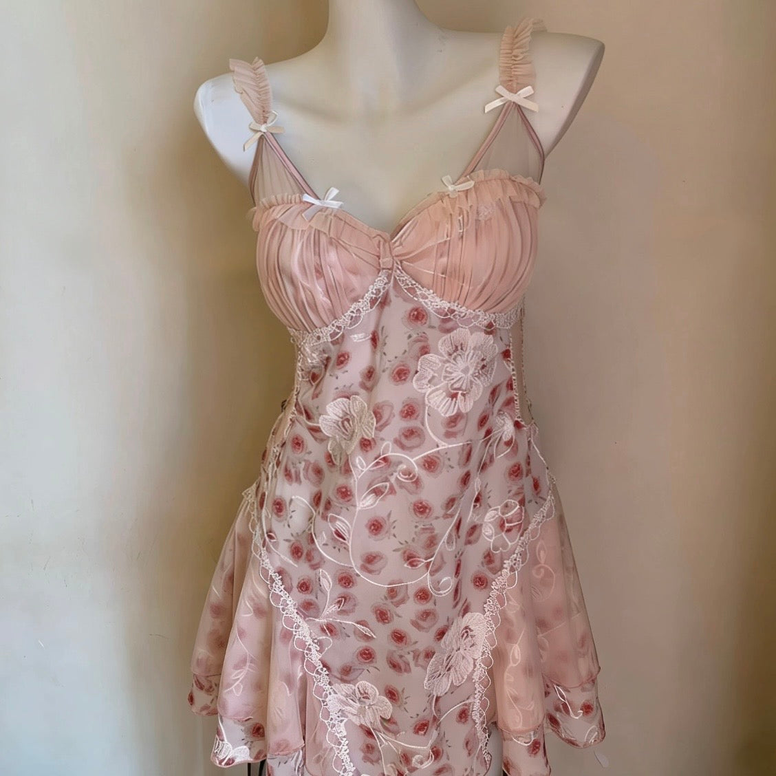 Floral dress & Lace Nightgown - Valentines Day Pajamas