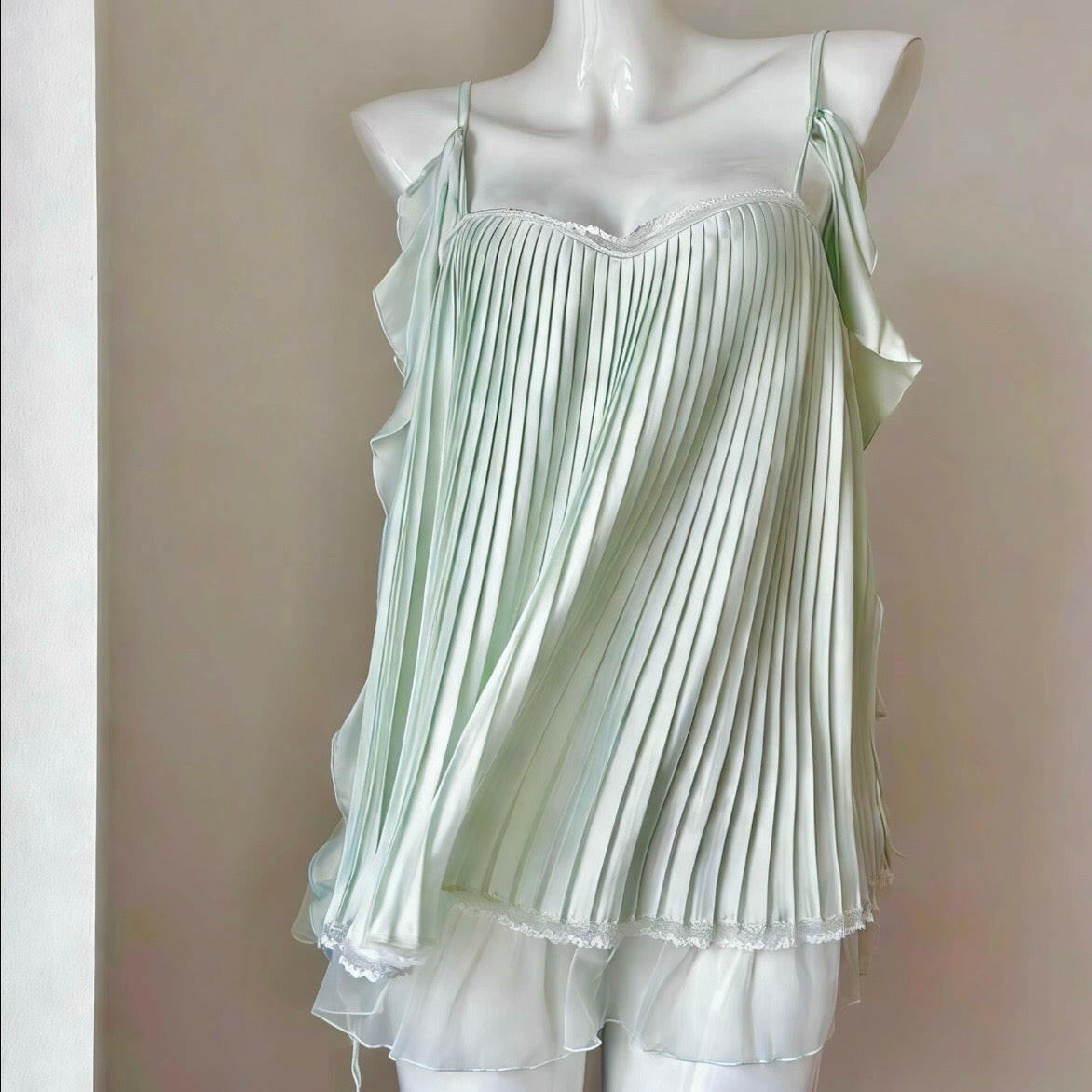 Mint Lace Trim Nightie - Light & Silky Sleepwear
