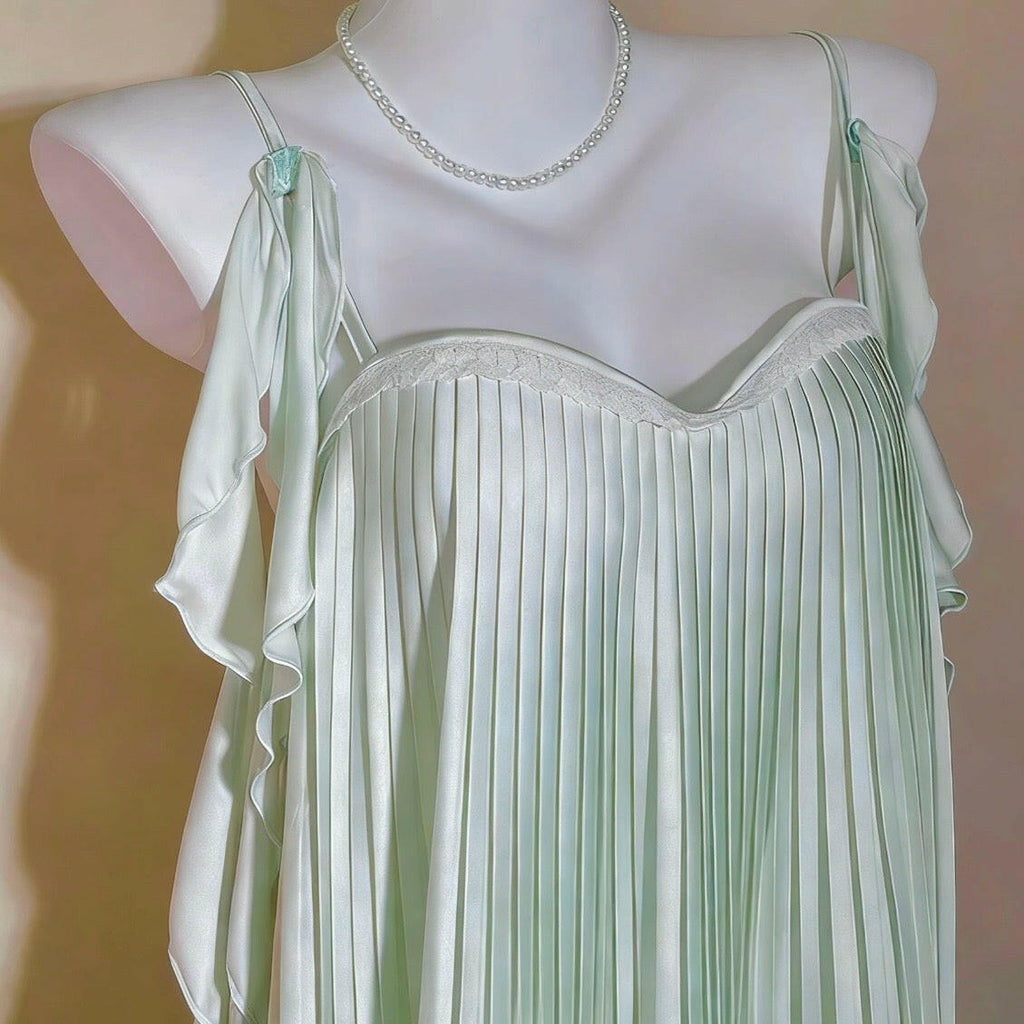 Mint Lace Trim Nightie - Light & Silky Sleepwear