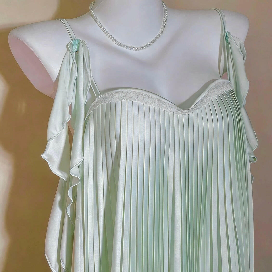 Mint Lace Trim Nightie - Light & Silky Sleepwear