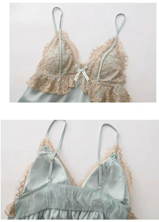 Misty Blue Lace Slip Dress