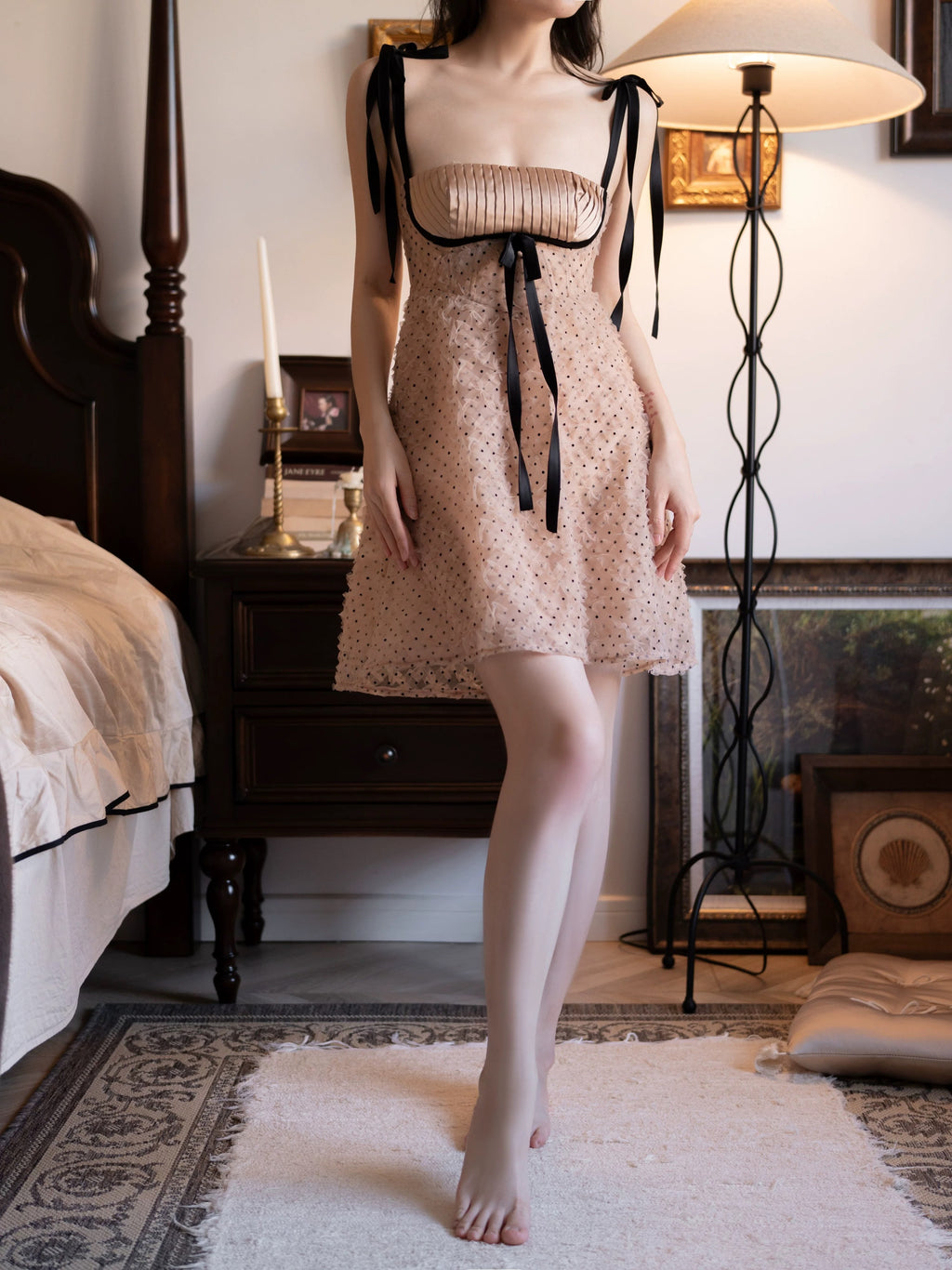 Apricot Mesh Slip Nightgown - Perfect holiday pajamas