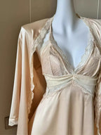 Champagne Satin Slip Dress & Robe Set