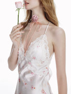 White Floral Print Lace Dress