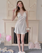 White Satin Lace Nightgown