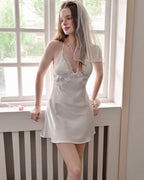 White Satin Lace Nightgown