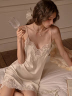 Cream Satin Lace Camisole Sleep Set