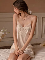 Cream Satin Lace Camisole Sleep Set
