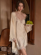 Cream Satin Lace Camisole Sleep Set