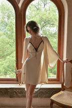 Cream Satin Lace Slip Dress