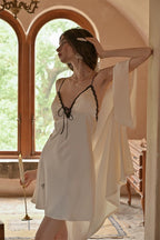 Cream Satin Lace Slip Dress