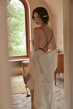 Cream Satin Lace Slip Dress