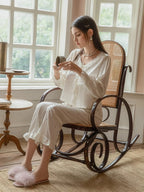 Pearl White Polka Dot French Pajama Set