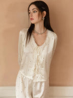 Pearl White Polka Dot French Pajama Set