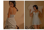 Blue Gingham Lace Trim Cami Nightgown