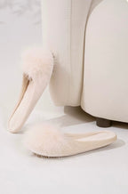 Cream Feather Loungewear Slippers