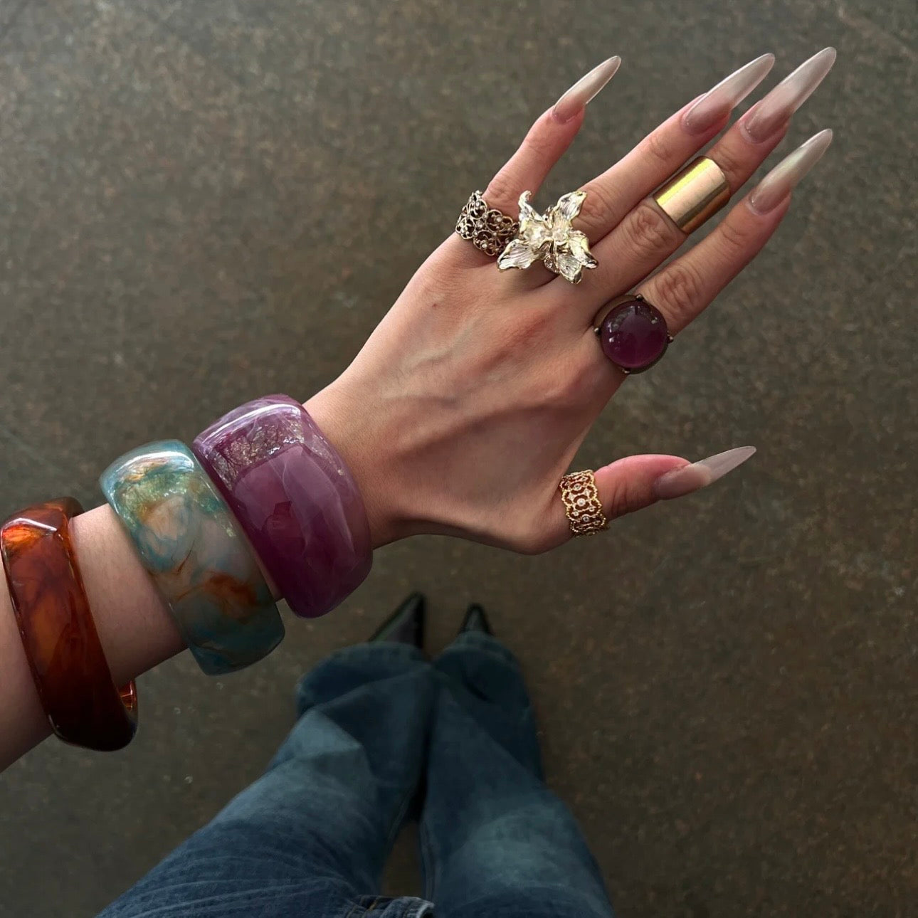 Vintage Resin Cuff Bangle Set