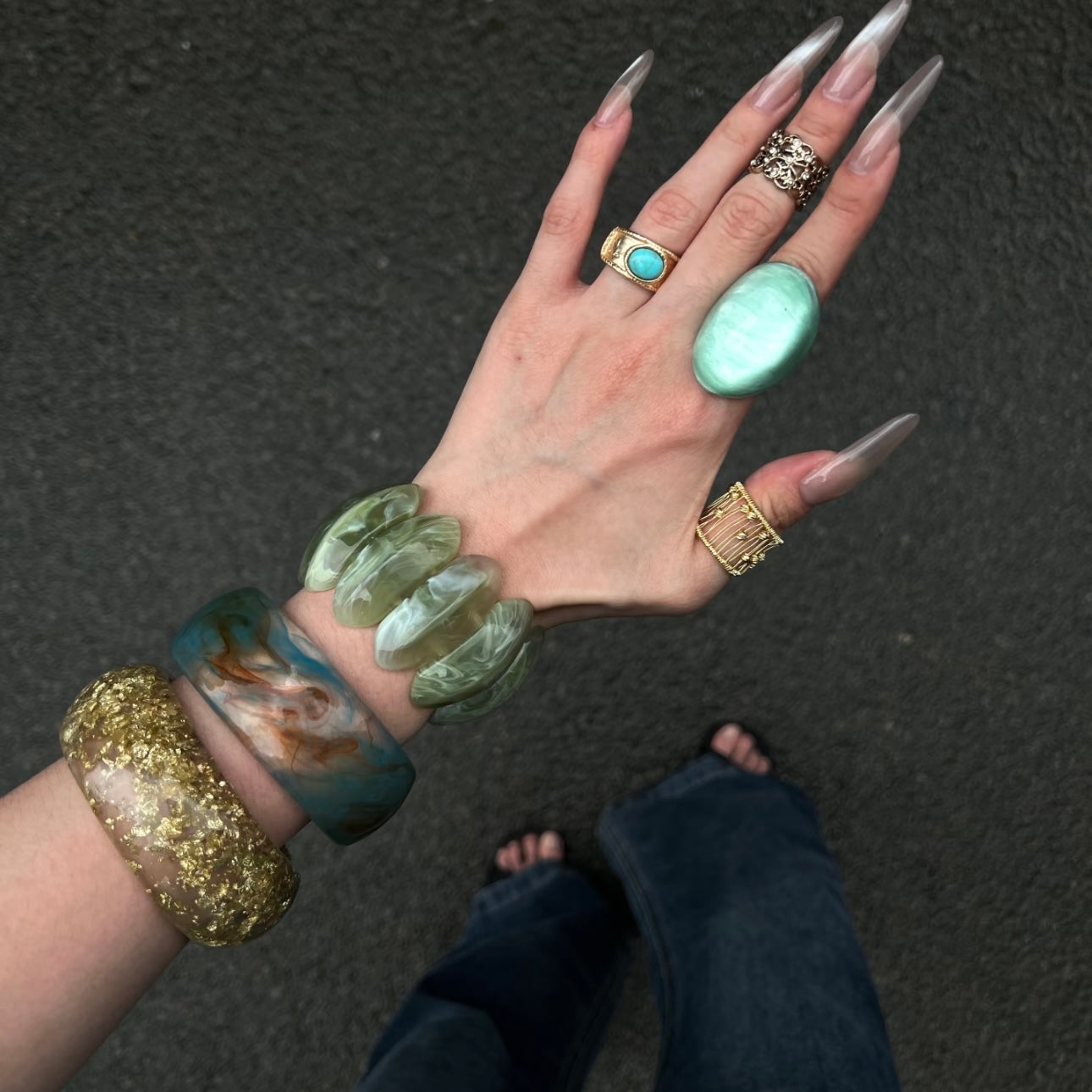 Blue & Green With Gold Set