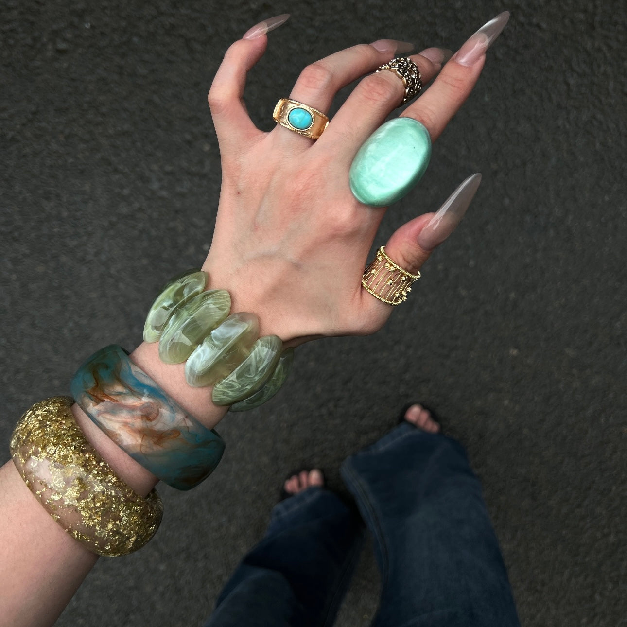 Blue & Green With Gold Set