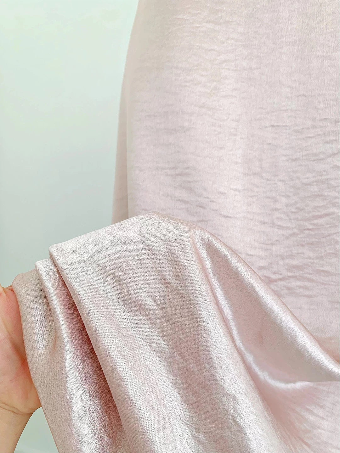 Blush Pink Satin Beaded Maxi Dress