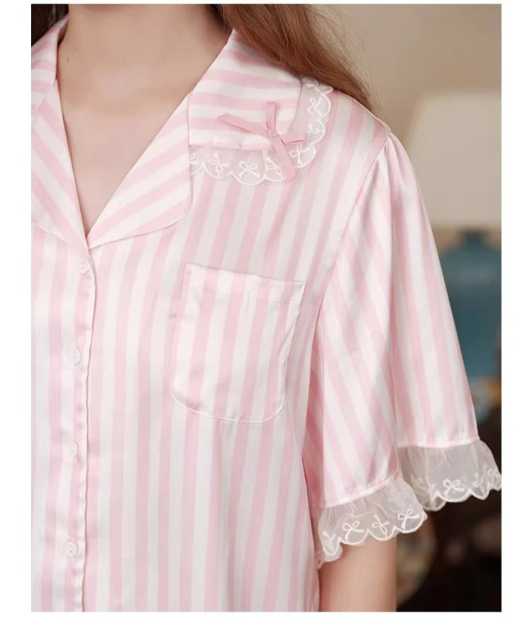 Pink Short-sleeved Loungewear Suit