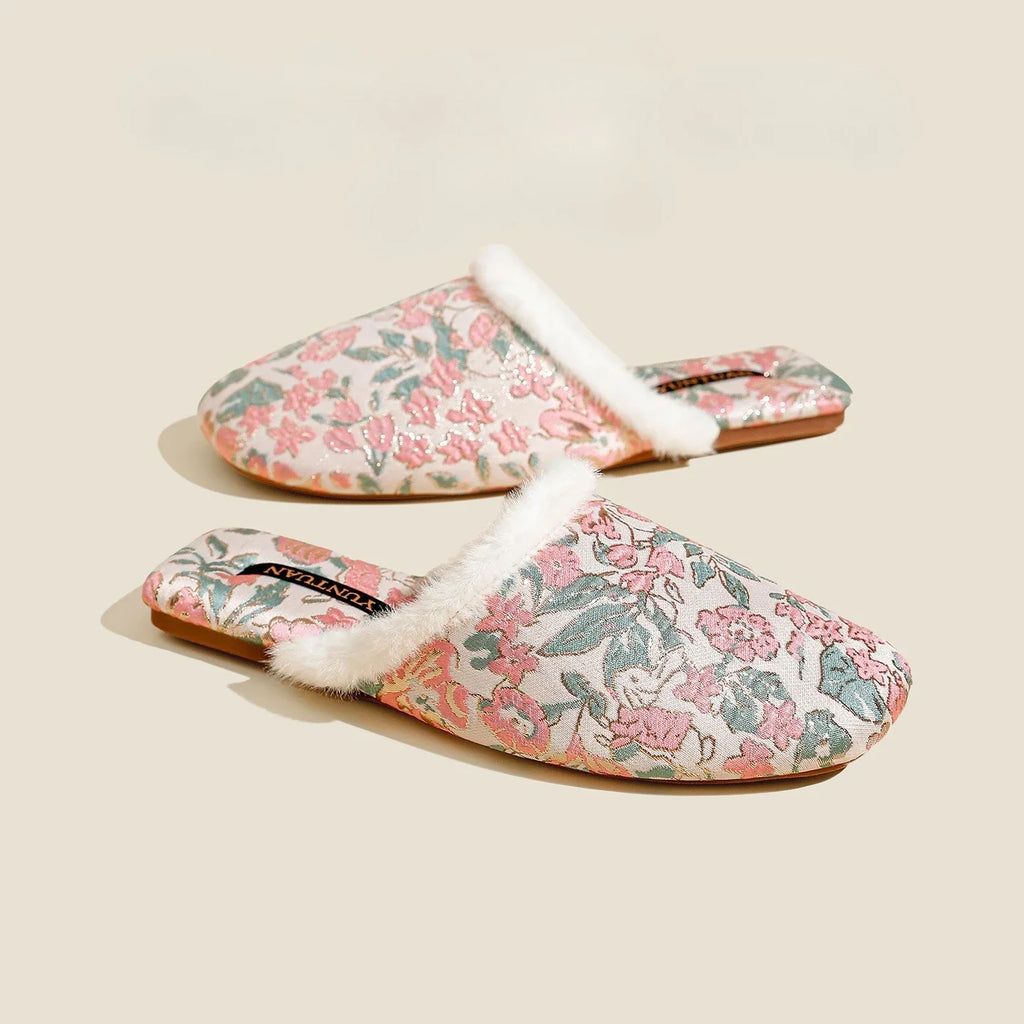 Floral Pattern Jacquard Cotton Slipper