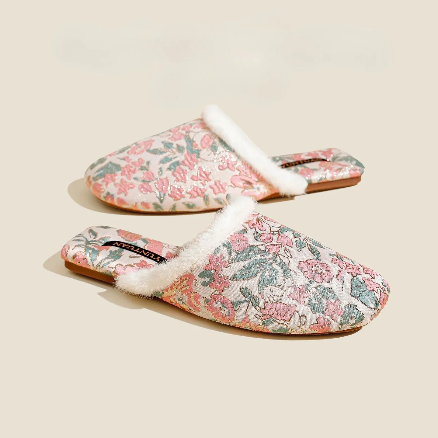 Floral Pattern Jacquard Cotton Slipper