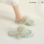 Feather Satin Home Slippers