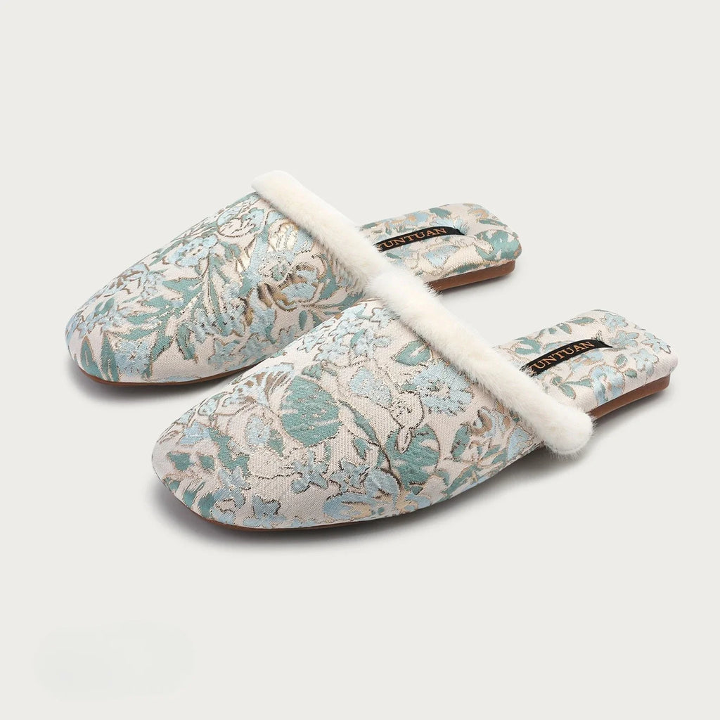 Floral Pattern Jacquard Cotton Slipper