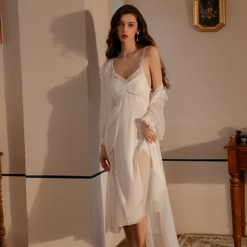 Robe Gown Set Women Sleepwear Nightgown