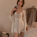 Blue & White Lace slip Nightie