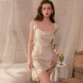 Beige Dot Printed Nightdress