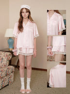 Pink Short-sleeved Loungewear Suit