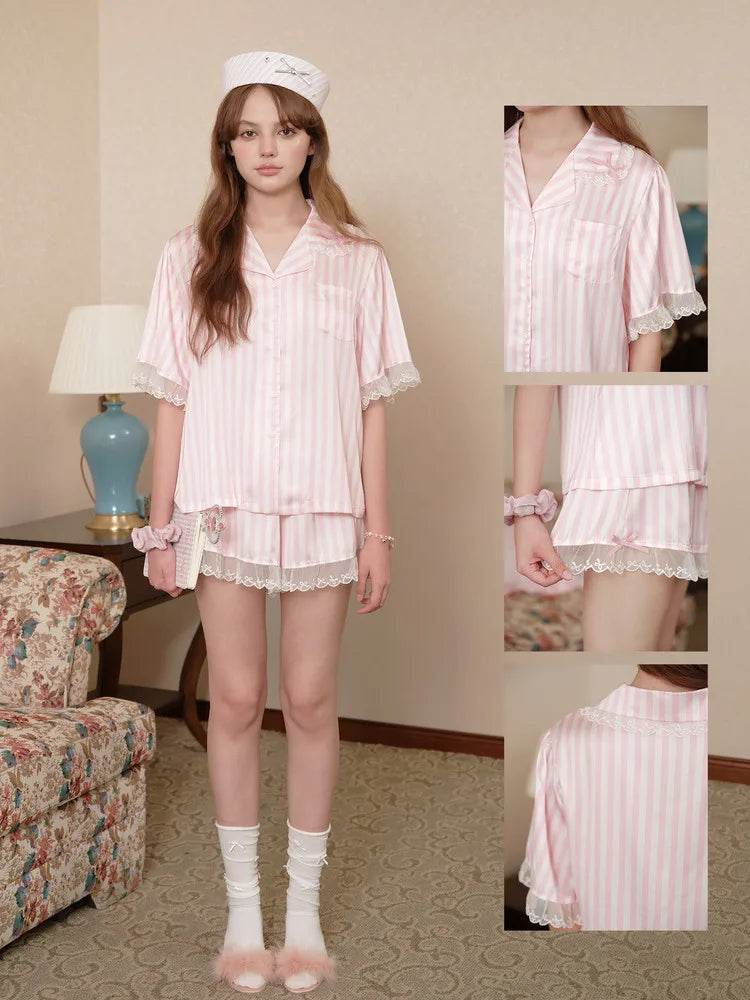 Pink Short-sleeved Loungewear Suit