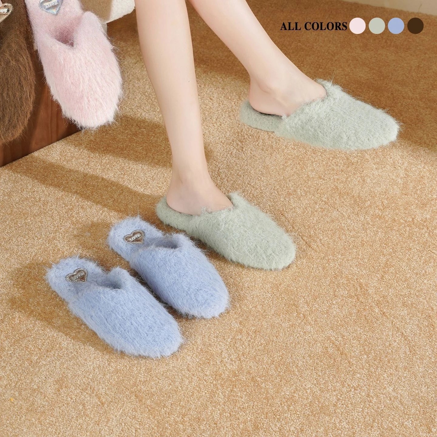 Woolen Warm Slippers with Heart
