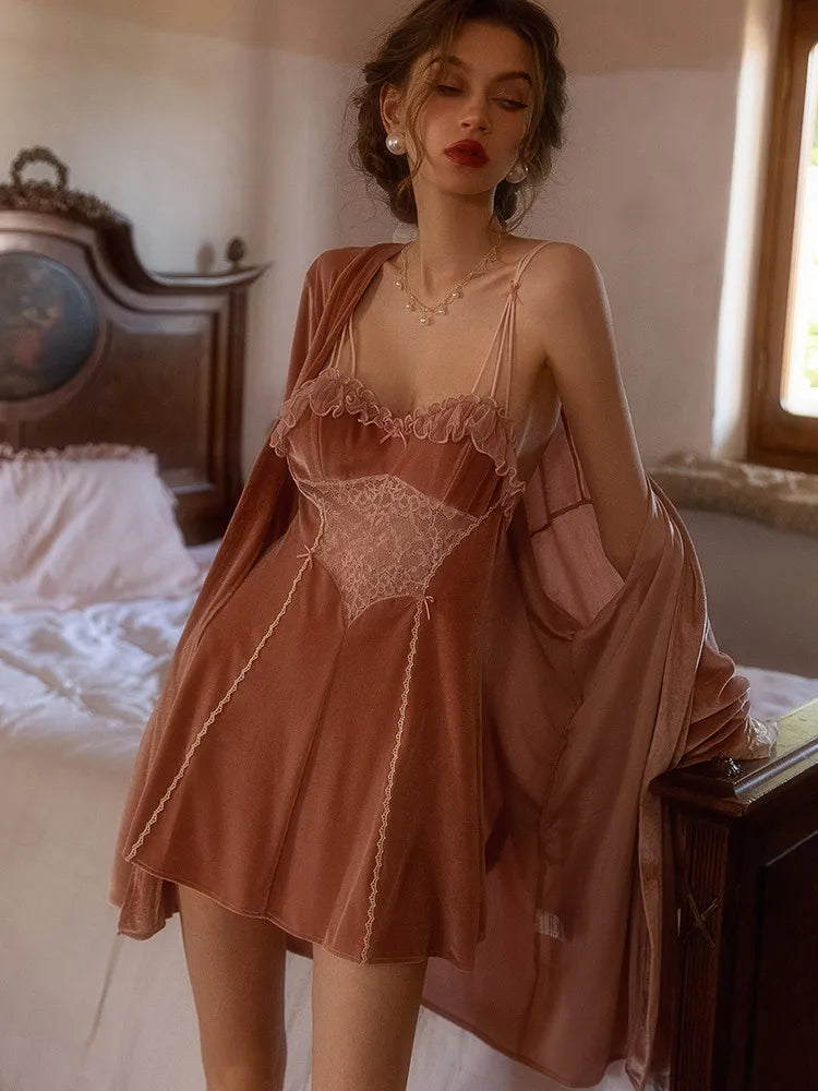 Black Velvet Nightwear Set