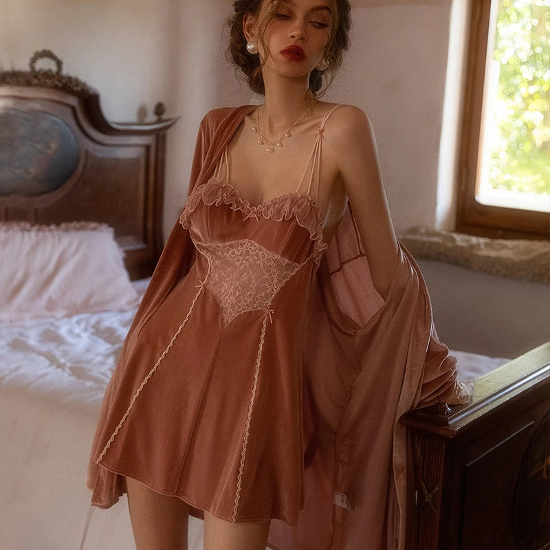 Black Velvet Nightwear Set