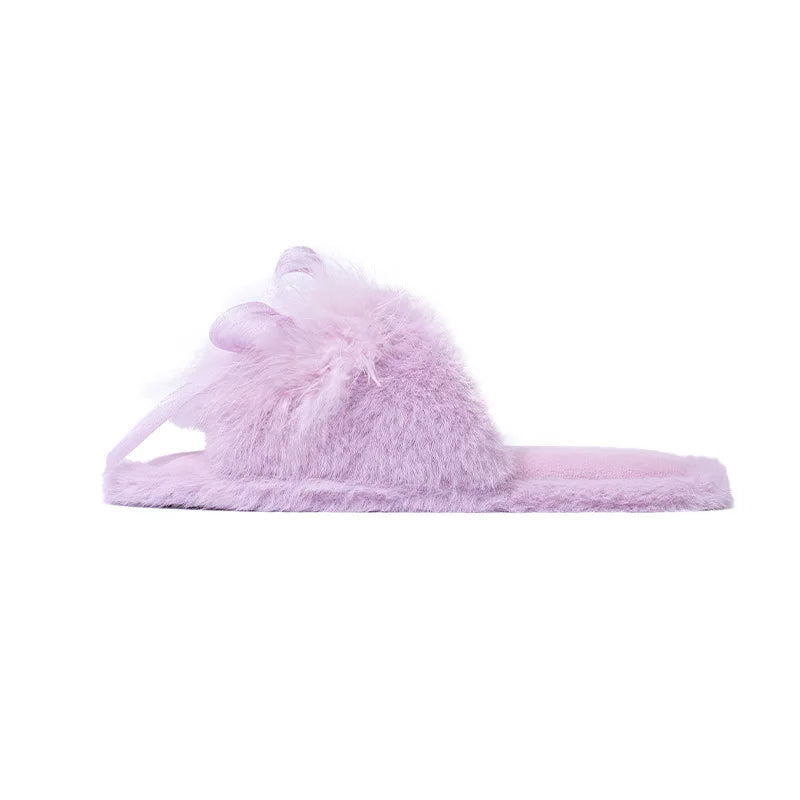 Plush Bow Slippers