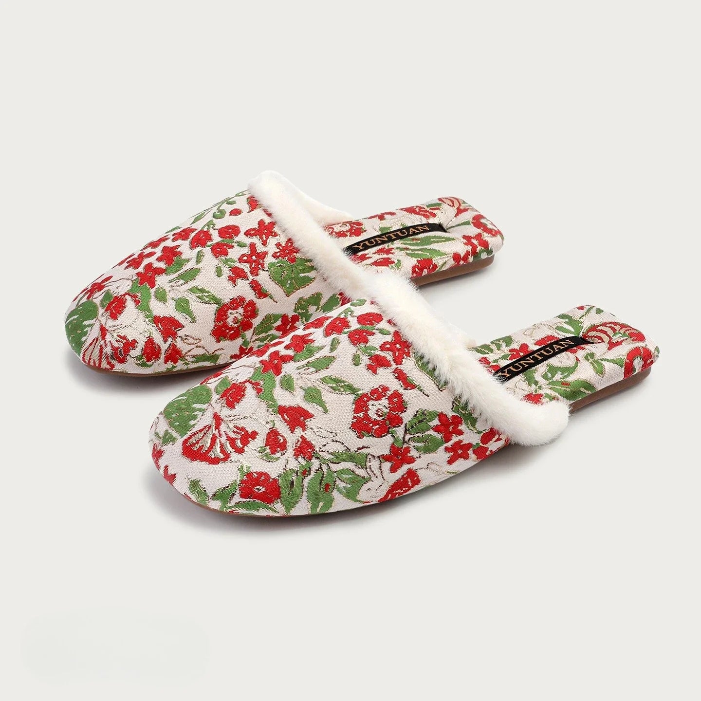 Floral Pattern Jacquard Cotton Slipper