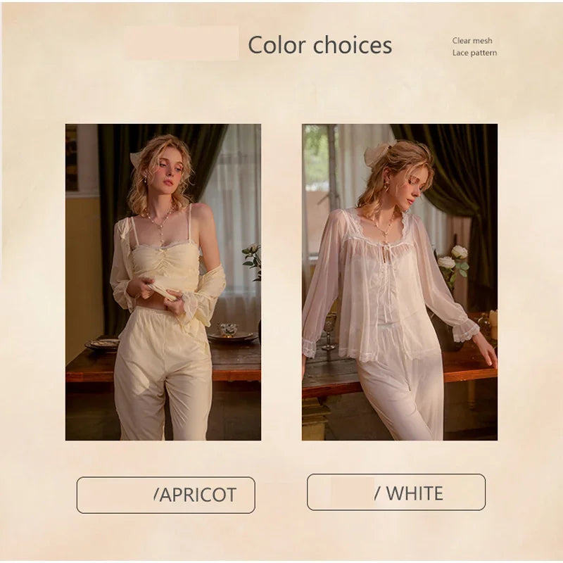 Mesh Lace Three Piece Suit Sleepwear