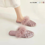 Feather Satin Home Slippers