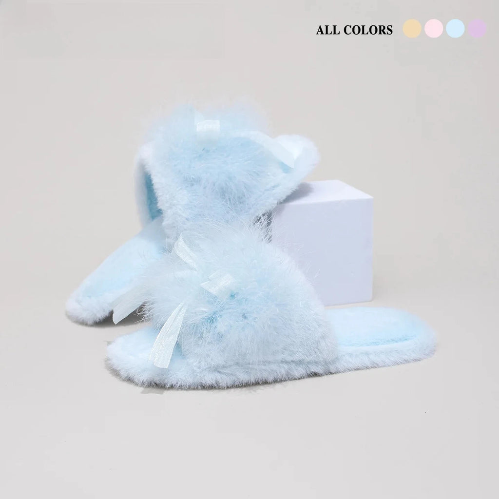 Plush Bow Slippers