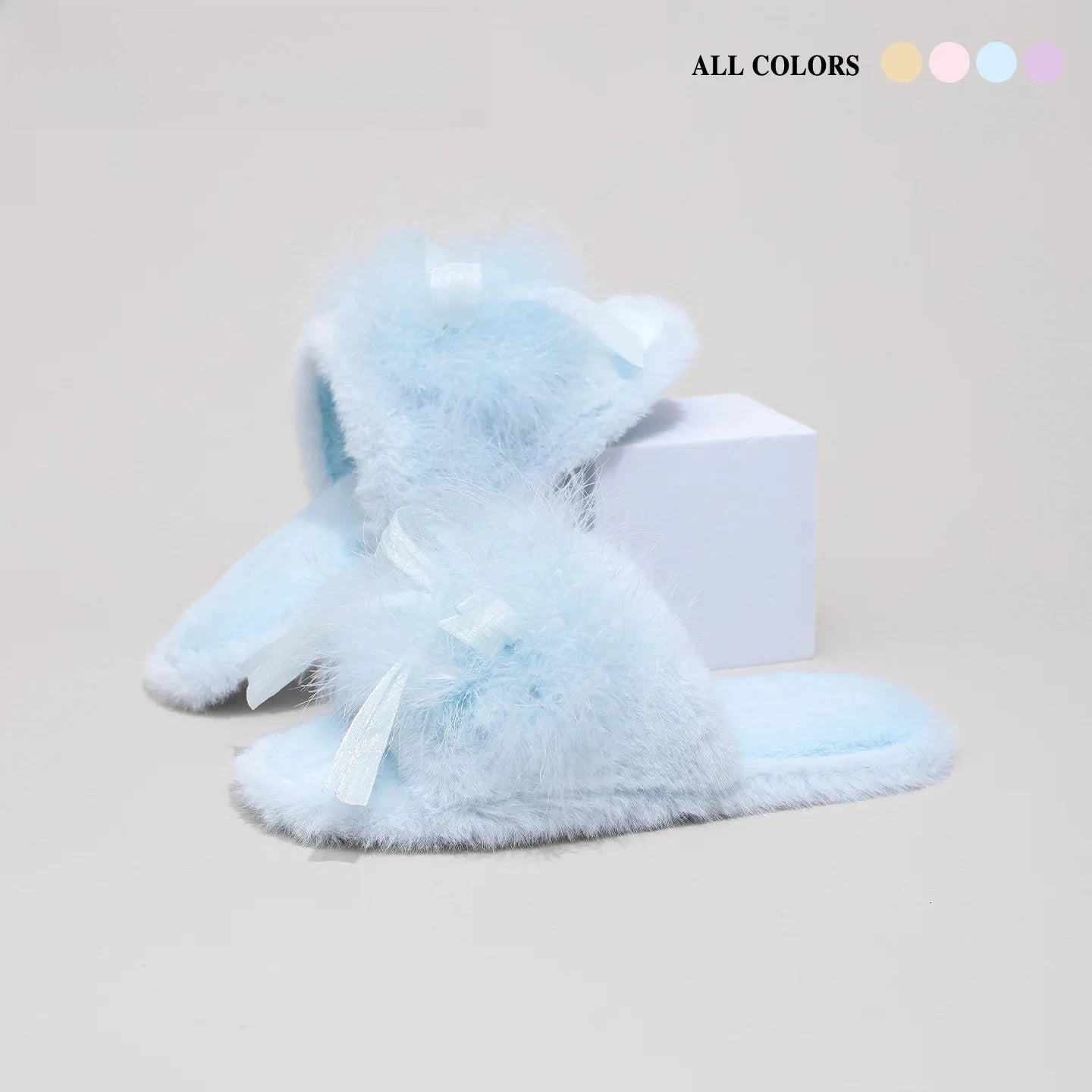 Plush Bow Slippers