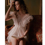 French V-neck Lace Hollow Sexy Sleeping Bodysuit