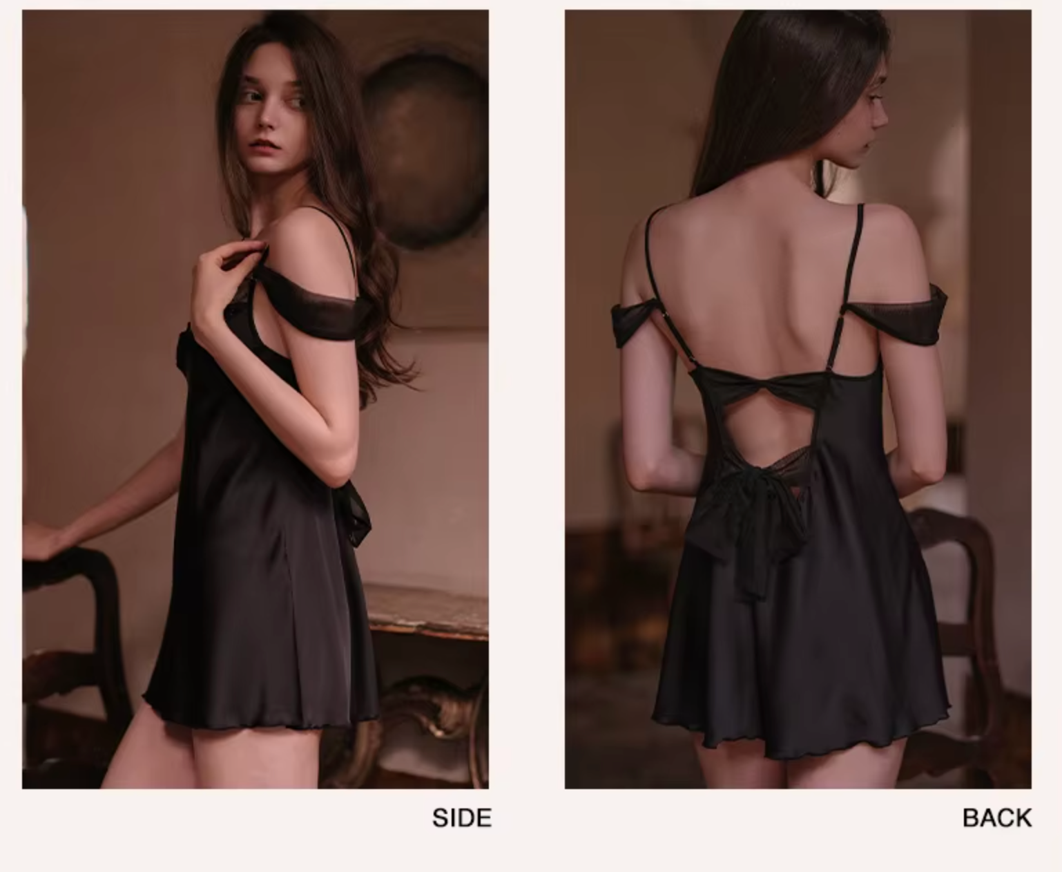Off-Shoulder Sexy Sleepwear Vintage Pajamas