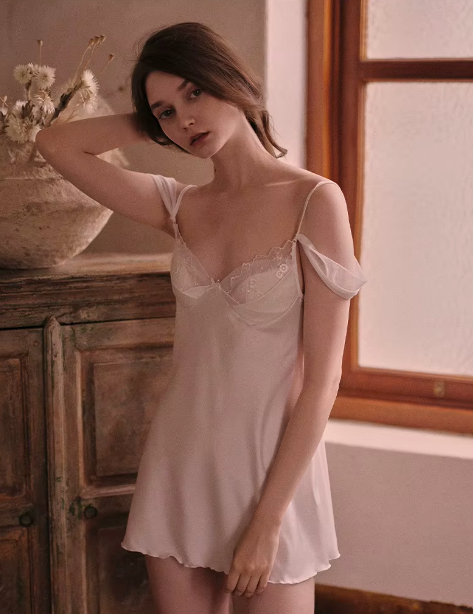Off-Shoulder Sexy Sleepwear Vintage Pajamas
